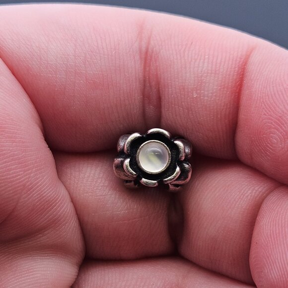 Pandora 925 Sterling Silver Moonstone Flower Charm Bead - Picture 1 of 6